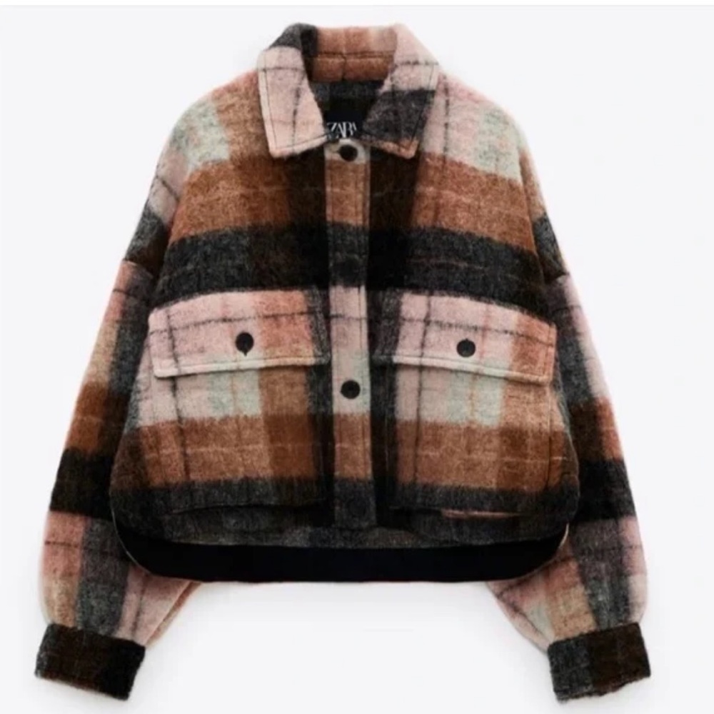 Zara plaid cropped over shirt